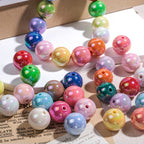 Solid color perforated beads electroplated ab iridescent loose beads acrylic bracelet diy jewelry semi-finished handmade accessories