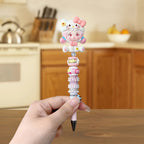 Doll pen co-branded handmade beaded pen student high-looking rotating neutral pen cultural and creative pen beaded pen diy