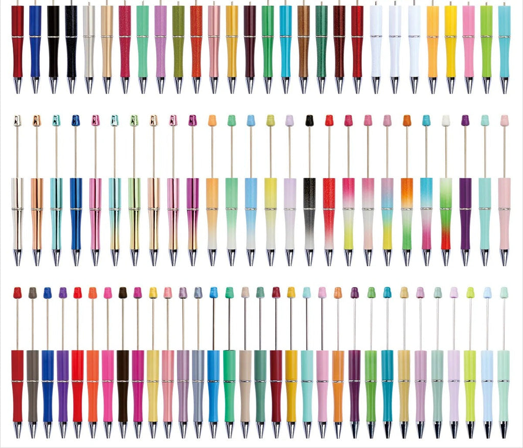 Beaded pen wholesale - diy creative cute beaded ballpoint pen - uv electroplated beaded pen - tri-color gradient beaded pen