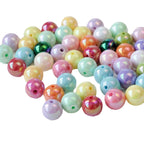 Solid color perforated beads electroplated ab iridescent loose beads acrylic bracelet diy jewelry semi-finished handmade accessories